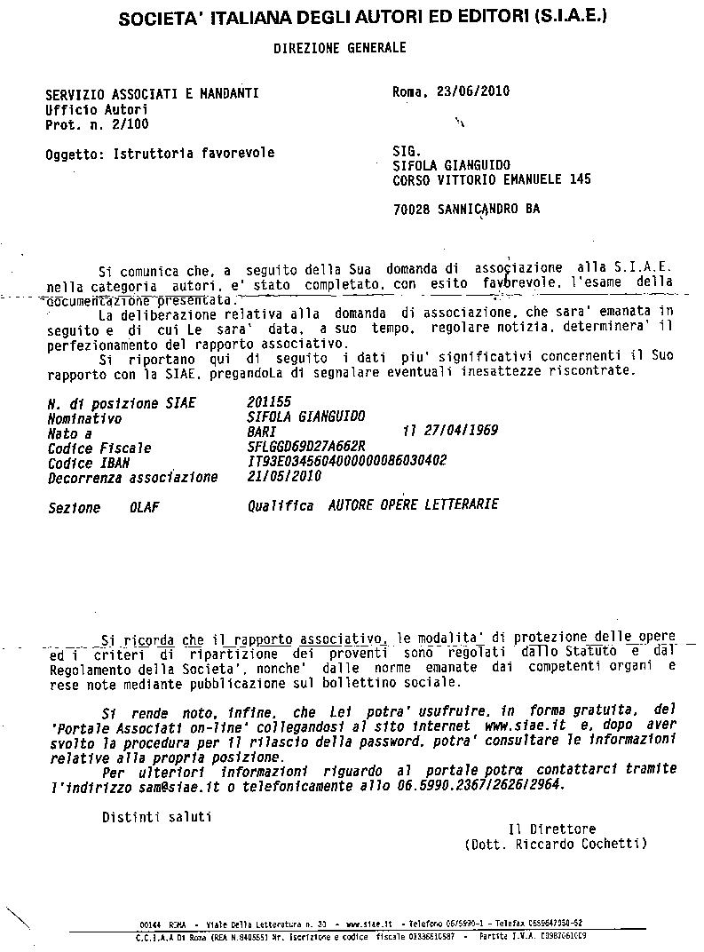 ISCRIZIONE SIAE AUTORE